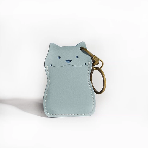 Кожаный мультяшный картхолдер, ретро чехол для проездного, защитный чехол для карты, комплект, кот, из натуральной кожи