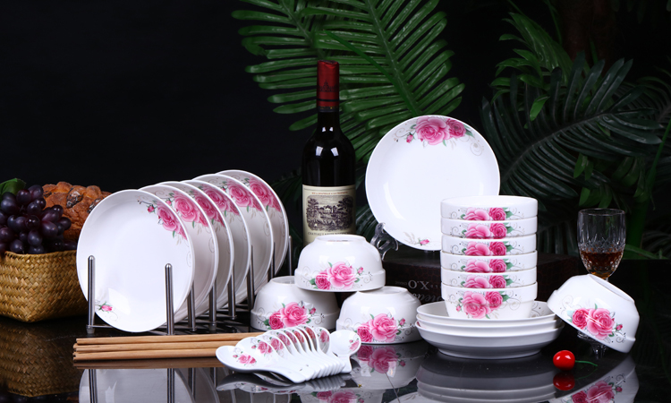 3 bát 2 đĩa giá đặc biệt 9,9 nhân dân tệ đĩa sứ đặt bộ đồ ăn xương Trung Quốc bát cơm bát đĩa gia dụng lò vi sóng bộ bát đĩa sứ cao cấp