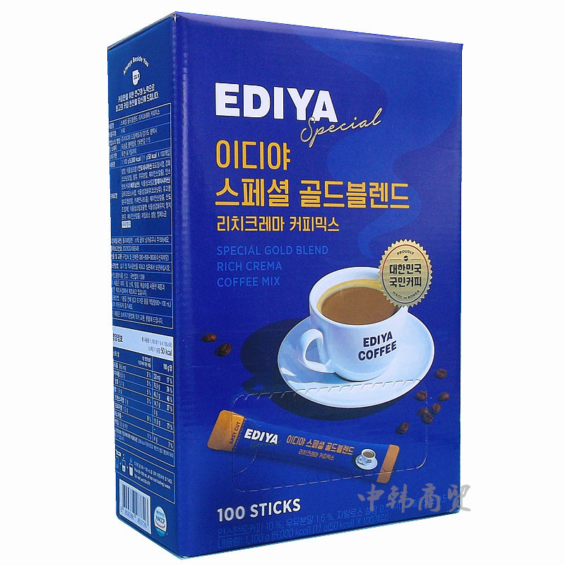 Korean Coffee Genuine 100-Pack Gift Box Ediya Mocha Golden Coffee Fragrant American Instant Latte Coffee