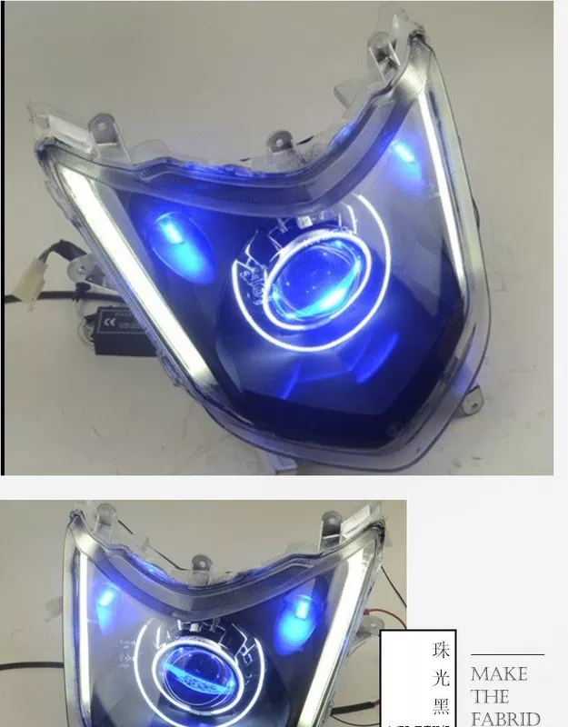 Phụ tùng sửa đổi xe máy Fengli VP110 sửa đổi ống kính ống kính kép mới lắp ráp đèn xenon đèn pha xe máy vuông