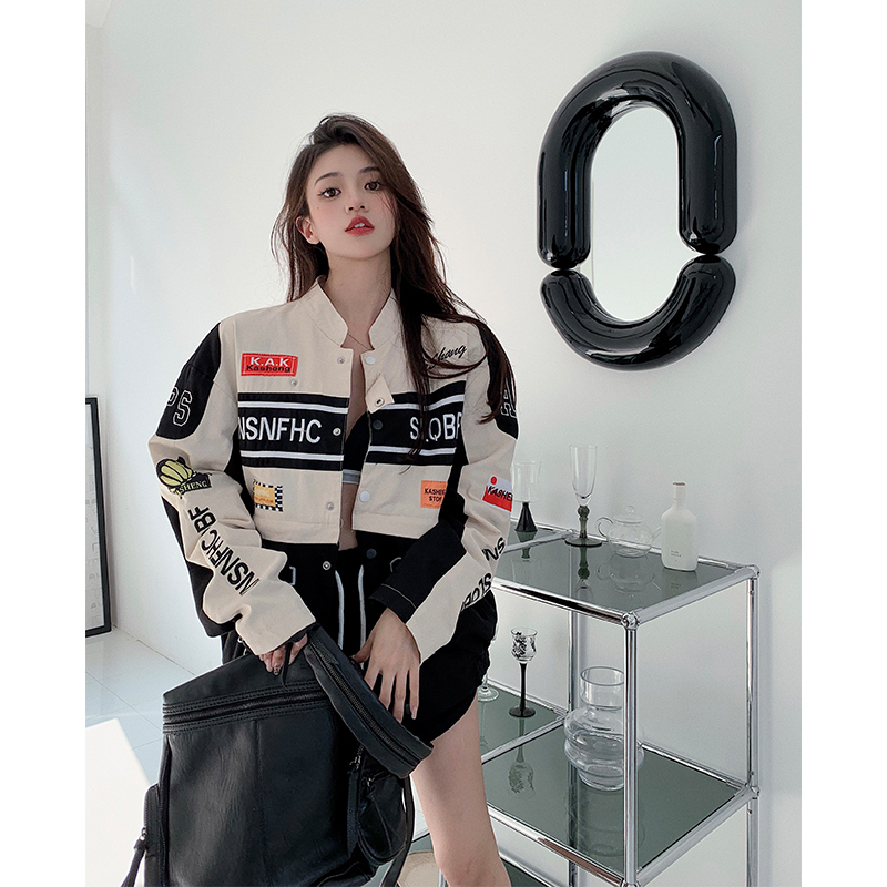 Hong Kong Style Detachable Baseball Jacket for Women, Autumn 2024, American Retro Loose-Fitting Racing Motorcycle Jacket Top Hong Kong Style Detachable Baseball Jacket for Women, Autumn 2024, American Retro Loose-Fitting Racing Motorcycle Jacket Top