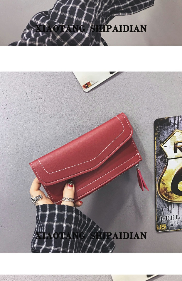 2018 phiên bản tiếng Hàn mới của ví nữ dài phần phong bì ví mỏng nữ đơn giản đa năng dây kéo đồng xu ví nữ gói ví nữ