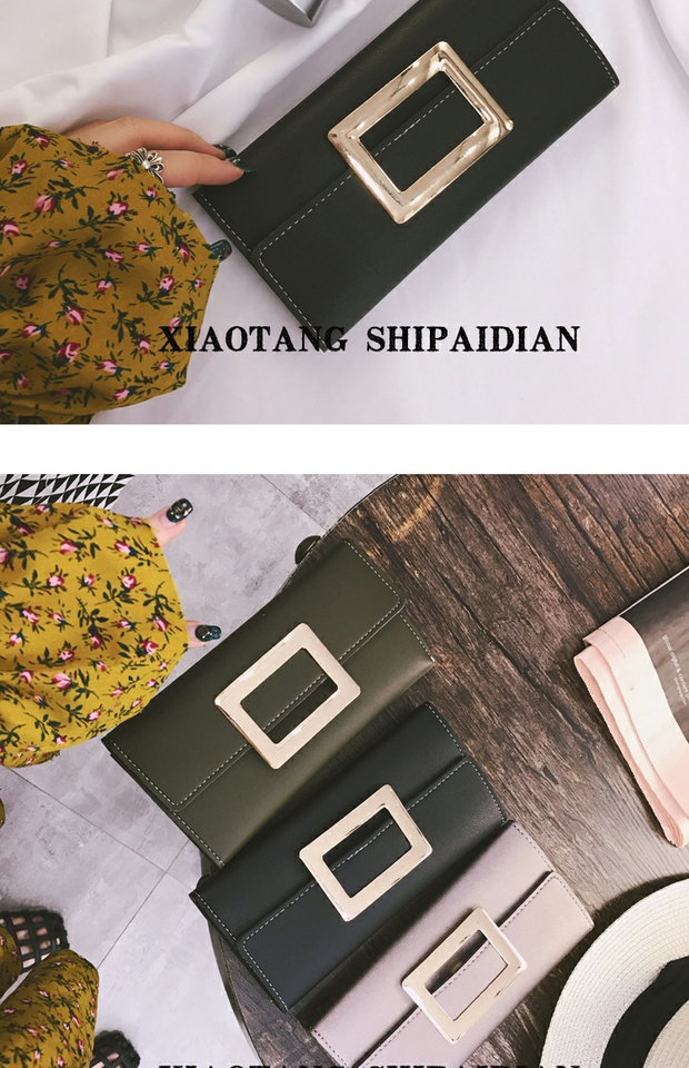 2018 phiên bản tiếng Hàn mới của châu Âu và Hoa Kỳ retro đơn giản phiên bản tiếng Nhật và tiếng Hàn của ví nữ dài đoạn khóa vuông ví ly hợp đồ da handmade