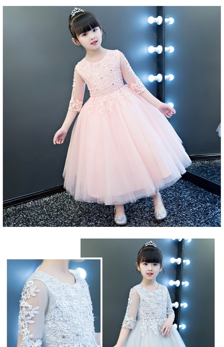 Váy trẻ em mới công chúa váy dài catwalk trang phục cô gái váy cưới trắng váy fluffy váy mùa hè quần áo em bé