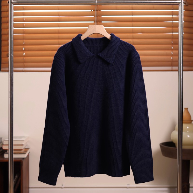 Laureato Wool Knit Vintage Polo Collar Pullover Sweater