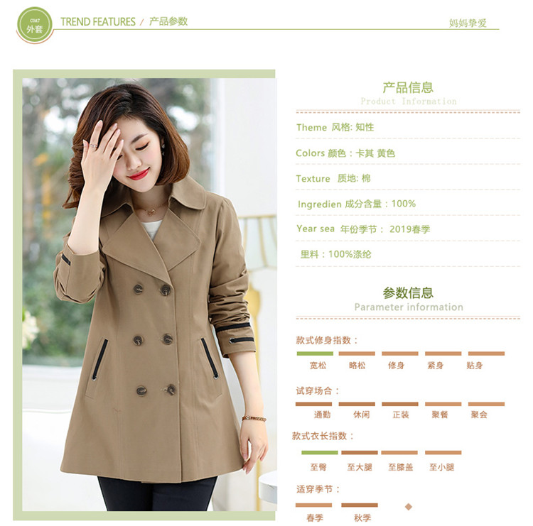 Áo khoác cotton cho bé xuân 40 tuổi 50 trung niên áo gió nữ mỏng phần 2019 áo kiểu mới nước ngoài - Trench Coat áo dạ nữ dáng ngắn