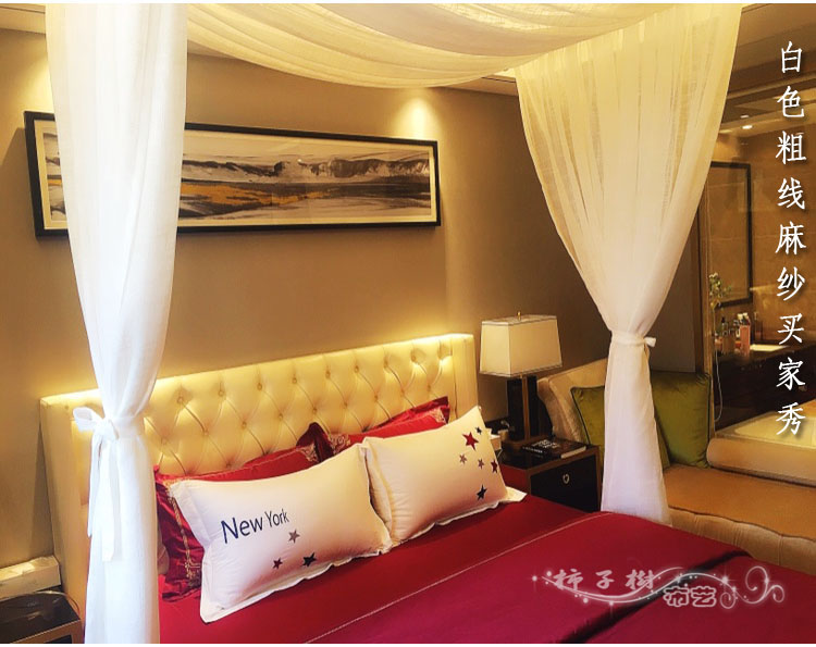 Chống bụi sợi giường ramie sợi Đông Nam Á phong cách nước Mỹ mới Trung Quốc cổ bốn- giường áp phích đôi bức màn sợi men