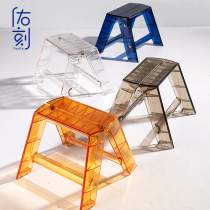 Nordic acrylic stool household plastic bench multifunctional creative personality folding ladder transparent storage flower stand