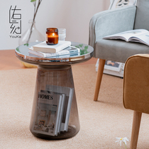 Glass Bell coffee table light luxury round Nordic designer metal postmodern sofa side few living room corner Round Table