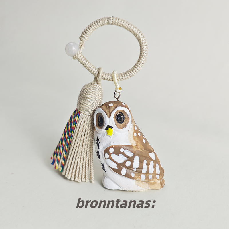Wooden Carved Owl Keychain Pendant Tassel Ornament Birthday Gift Best Friend Gift Car Keychain Small Pendant