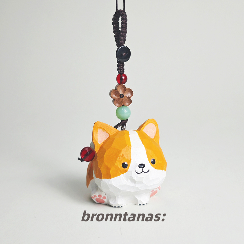 Wooden Carved Corgi Dog Keychain Pendant Woven Car Keychain Backpack Decoration Birthday Gift for Girls Wooden Carved Corgi Dog Keychain Pendant Woven Car Keychain Backpack Decoration Birthday Gift for Girls