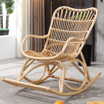 Nordic Balcony Real Rattan Weave Rocking Chair Rattan Chair Adults Home Backrest Carefree Chair Casual Deck Chair