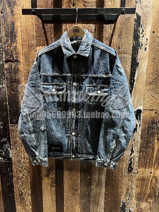 35 Turn Hong Kong IZZUE ARMY 22 Spring Men Back embroidered letter jeans jacket jacket Cover 7505