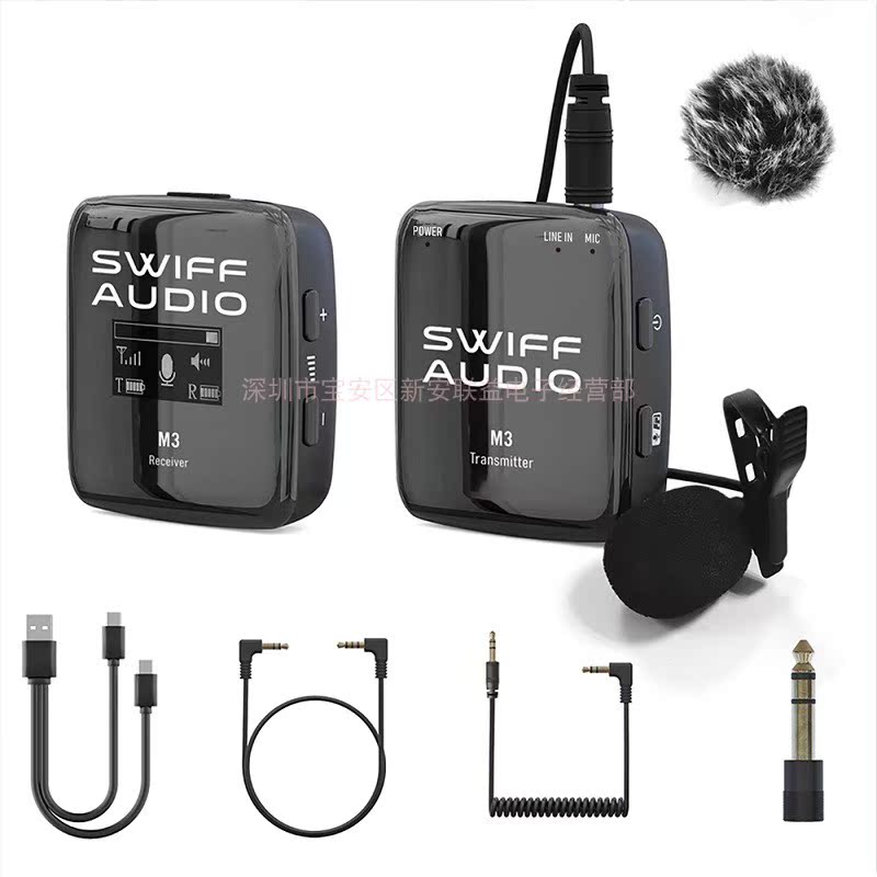 SWIFF M3 fidelity dual channel Wireless Microphone Transmission 30 m Live Video Video Interview Teaching Presentation-Taobao