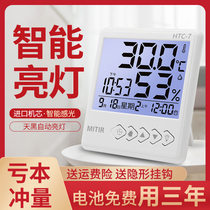 Hangxin electronic thermometer household indoor temperature and humidity meter baby room precision room temperature meter clock high precision wall-mounted