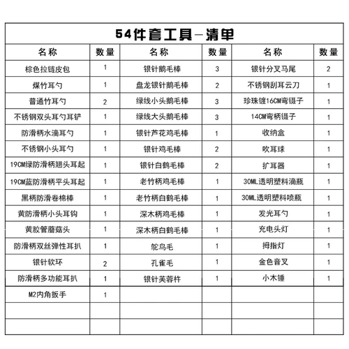 天艺 Ухочистка для ушей, набор инструментов, светящийся комплект, 54 шт