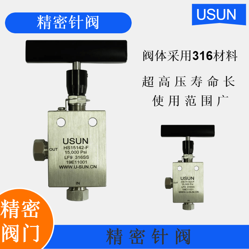 Ultra-high-pressure precision throttle valve needle HS20131-F stainless steel 316 high-pressure precision throttle needle valve valve
