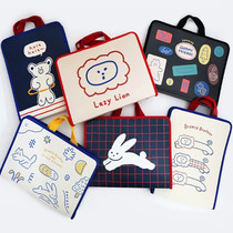 Korea romane cute cartoon animal A4 zipper file bag horizontal and vertical student portable tutoring information bag