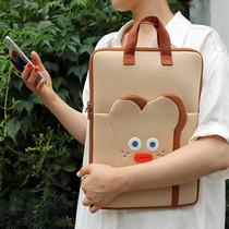 romane Korean cute toast portable A4 paper file bag shockproof thick 13 inch 15 laptop storage bag