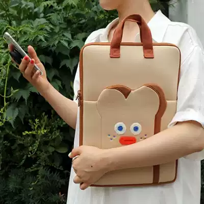 romane Korean cute toast portable A4 paper file bag shockproof thick 13 inch 15 notebook computer storage bag
