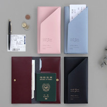 South Korea iconic mid-length leather passport cover men and women couples travel ticket passport holder temperament short document bag