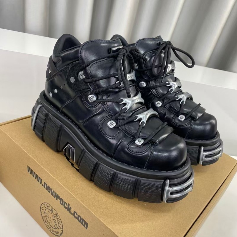 【High-End Craftsmanship】Dark Rock Punk Platform Shoes, Genuine Leather High-Top Unisex Height-Increasing Dad Shoes
