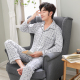 Mens đồ ngủ dài tay áo bông cotton cardigan bộ pajama mỏng bông trung niên bông trẻ nhà quần áo.