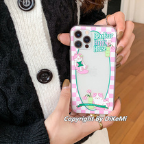 ins teen pink chessboard plaid suitable for apple 12 13 phone shell iphone11promax silicone gel soft cover
