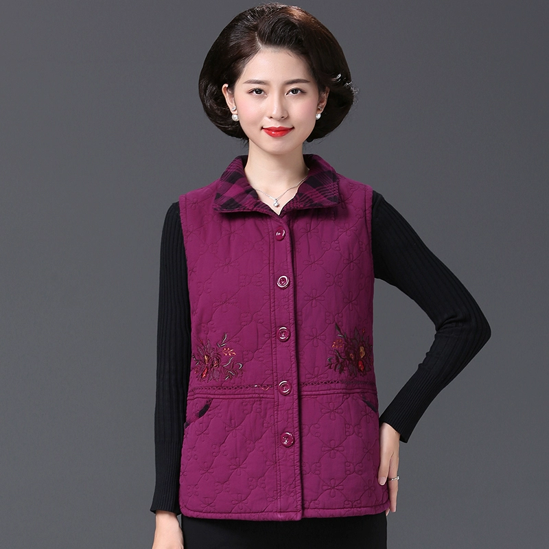 Bà mẹ trung niên và người cao tuổi mặc áo khoác cotton mùa thu và mùa đông Bà mặc áo vest nữ cỡ lớn - Phụ nữ cao cấp