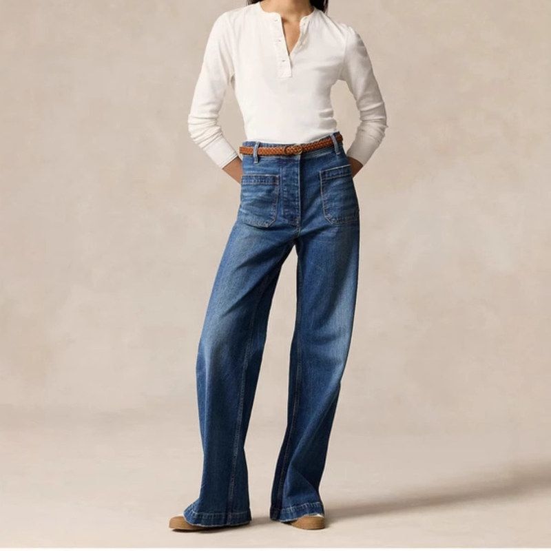 [in Stock] Rl/Ralph Turkish High-Waisted Stretch Loose Casual Jeans for Women with a High-End Feel