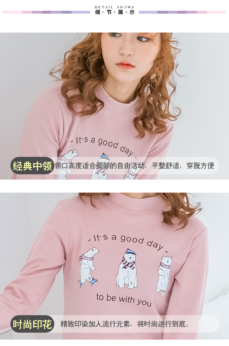 Cô gái nửa cao cổ áo cotton mùa thu quần dài đồ lót nhiệt bộ lớn trẻ em cotton mỏng áo len cotton bộ dài tay nữ trung niên