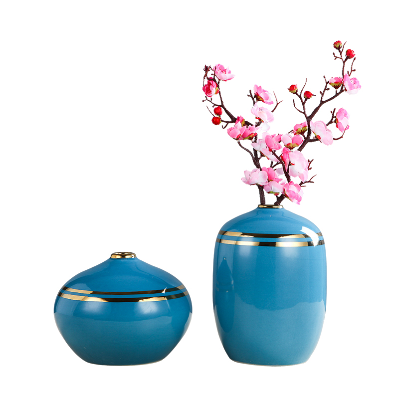 I and contracted ceramic household soft adornment blue vase electroplating furnishing articles sitting room porch TV ark, decoration