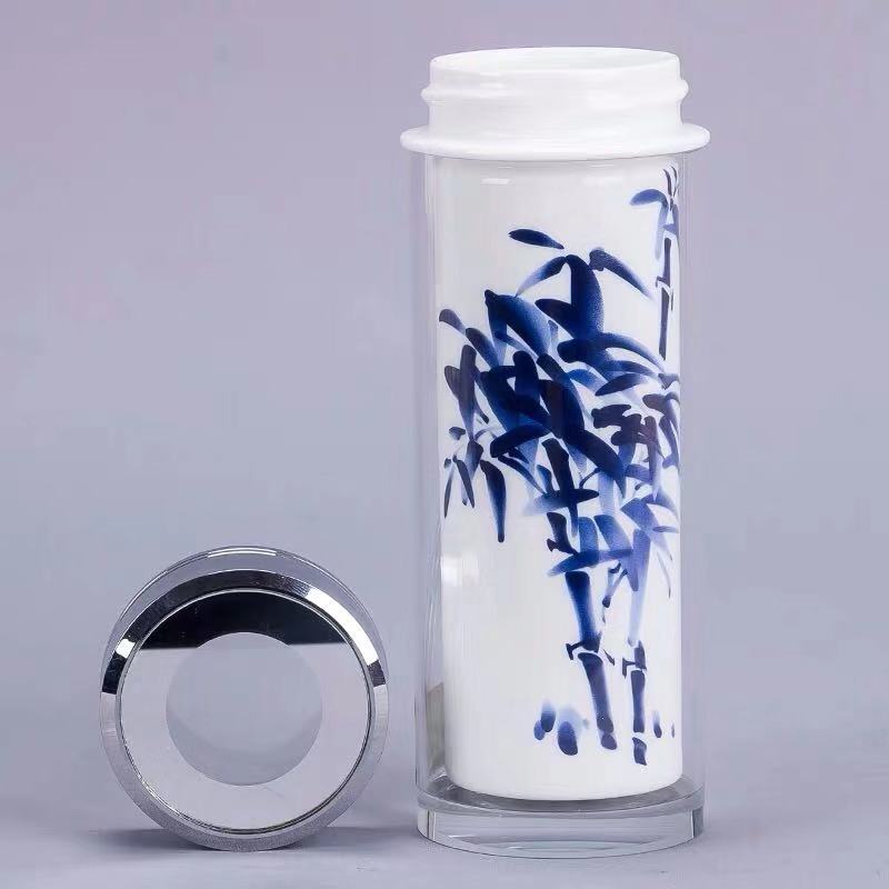 Jingdezhen ceramic straight office contracted insulation cup double insulation business creative move portable man woman