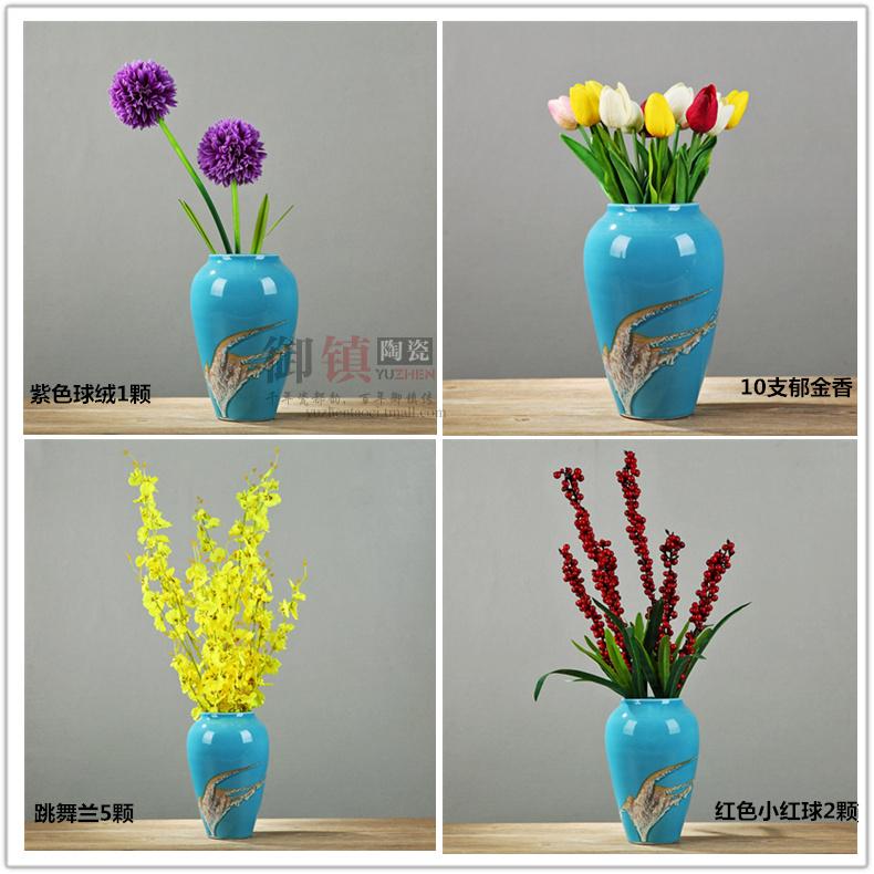 Jingdezhen gốm sứ trang trí mềm bình hoa ba mảnh trang trí phòng khách Trung Quốc hiên TV tủ rượu trưng bày đồ dcor vintage