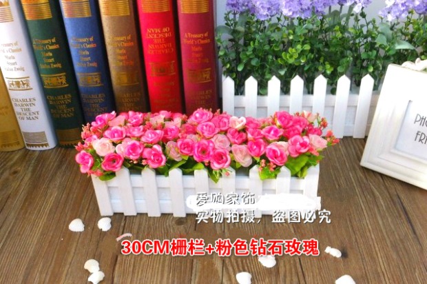 Hàng rào gỗ nóng hoa nhân tạo đặt đồ nội thất phòng khách trang trí phòng khách nhựa giả hoa chậu hoa trang trí chậu - Trang trí nội thất dcor phòng ngủ nhỏ không giường