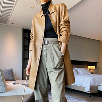  JU designer autumn and winter new Korean version of simple loose mid-length leather leather jacket sheepskin fur coat