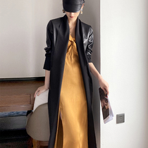 Designers new original Korean worsted cotton mid-length simple windbreaker jacket sheepskin leather coat tide