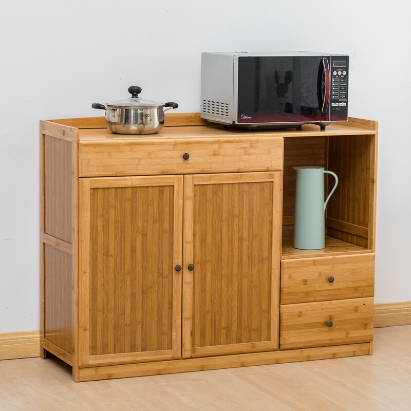 Modern minimalist kitchen Kitchen Cupboard Cabinet Microwave Oven Cabinet Simple Dining Side Cabinet Nanzhu Solid Wood Tea Water Cabinet 