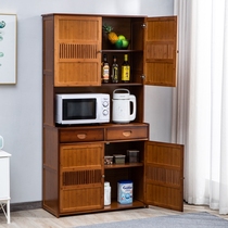 Nanzhu high cabinet kitchen shelf microwave oven Cabinet sideboard cupboard multi-layer solid wood storage locker cabinet small cabinet