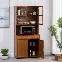 Bamboo microwave oven rack kitchen storage cabinet cupboard floor-to-ceiling multi-layer seasoning oven rack solid wood storage vegetable cabinet