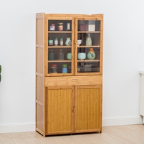 Bamboo cupboard locker sideboard simple solid wood breathable old-fashioned small cupboard household multi-functional microwave oven cabinet