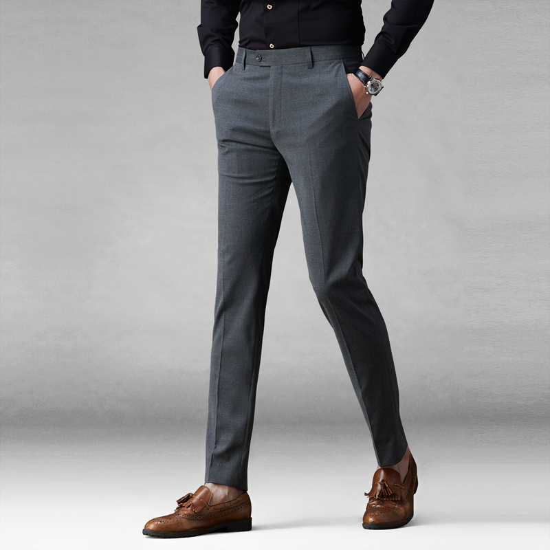 Powo Men's Slim-Fit Gray Trousers Business Formal Casual Straight-Leg Men's Professional Long Pants Autumn and Winter Suit Pants Powo Men's Slim-Fit Gray Trousers Business Formal Casual Straight-Leg Men's Professional Long Pants Autumn and Winter Suit Pants