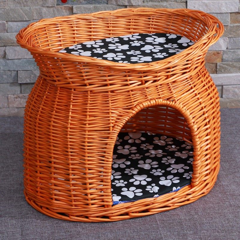 Cat Nest Seasons Universal Rattan SUMMER ENCLOSED CAT HOUSE VILLA KITTENS KNITTED SMALL KENNEL CAN BE TORN DOWN