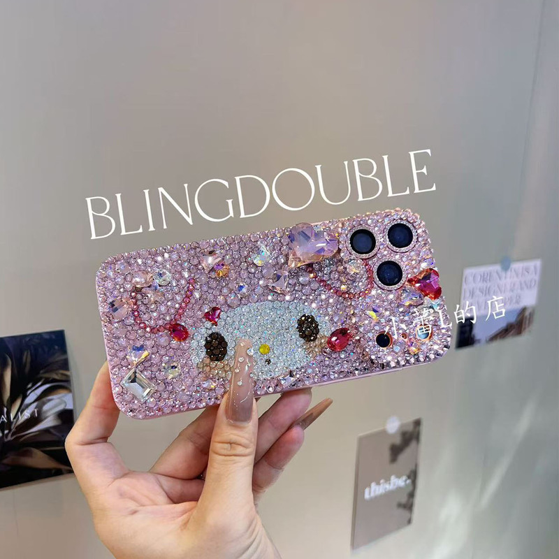 Big-Faced My Melody Full Diamond Fashion Phone Case Suitable for Apple 17Promax/16Pro/14/17Pro Huawei