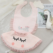 ins embroidered lace bib Princess bib cotton girl 360 rotatable baby saliva towel waterproof rice pocket