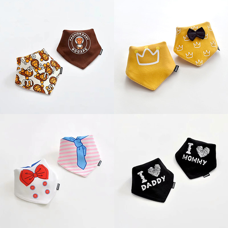 2 dress baby triangular towels Korean version new baby pure cotton walled pocket newborn anti-spitting milk spat towel scarf soft