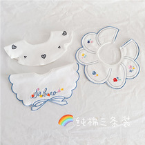 Spring and summer new baby bib cotton gauze bib light breathable childrens saliva towel 360 Rotating rice pocket 3