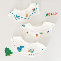 New baby cotton bib petals saliva towel baby eating bib cartoon round childrens rice pocket 3