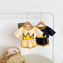 Korean foreign style baby short sleeve set 2021 summer new baby baby cotton coat shorts two-piece tide