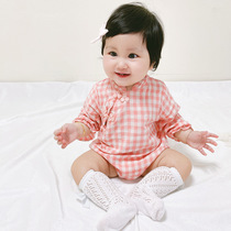 Female baby Chinese style cheongsam one-piece shirt Autumn New Baby long sleeve ha clothes cotton climbing suit full moon suit